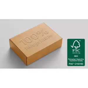 100% recyclable material and FSC-certified packaging