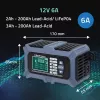 Qoltec Smart Microprocessor Battery Charger with Battery Tester and 12V Repair Function | 6A | LCD | Battery charger for AGM LiFePO4 GEL battery