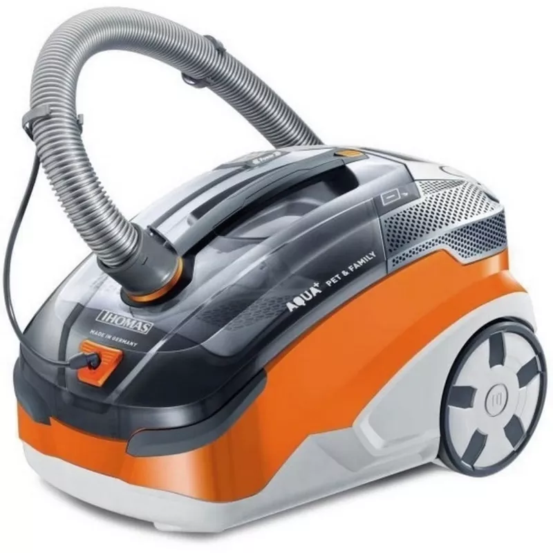 Cylinder vacuum THOMAS Aqua + Pet & Family 1.8 L — dry & wet, 1700 W, orange/grey