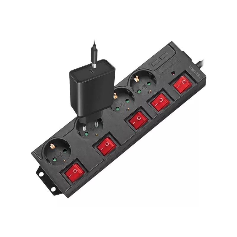 Power Extension LogiLink LPS251 1.5m 4 AC Outlets Indoor Black