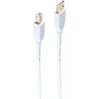 shiverpeaks ®-BASIC-S--USB Cable, Type A Plug to Type B Plug, HIGH SPEED, Gold-Plated Contacts, USB 2.0, White, 5,0m (BS77025-W)