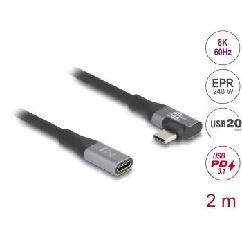 USB Cable DeLOCK 81148 2m USB C Black 20 Gbit/s