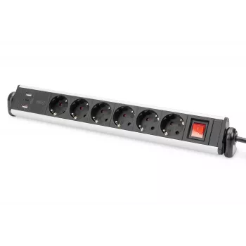 Digitus 6-way office power strip with 3x USB ports 1.5m cable