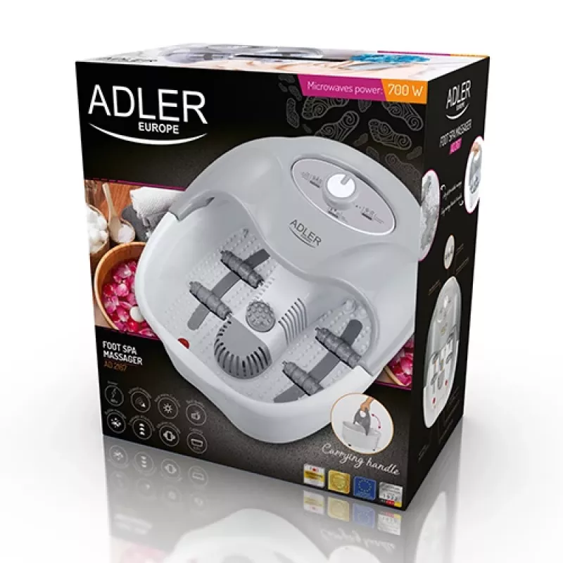 Leg Massager Adler AD 2167 with Rolling and Vibrating Massage, Heat, Adjustable Intensity, 80 W, Grey White