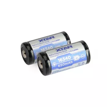 Rechargeable battery XTAR 16340 (CR123) Li‑ion 3.7V 850mAh, 34 mm height, 1.6 cm diameter