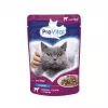 Wet cat food PREVITAL Cat Food Mix 4 Flavors — Chicken, Veal, Salmon, Poultry, 96 x 100 g sachets (9.6 kg, adult)