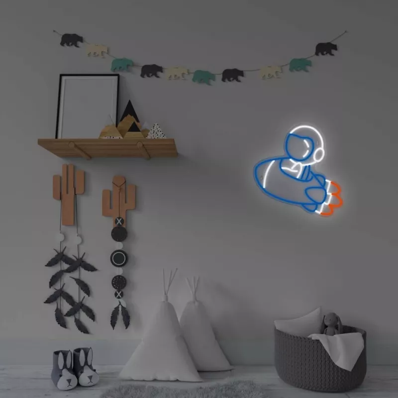 Decorative neon light MANTA SNL90MT Style Neon Lights — Astronaut on Rocket motif