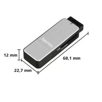 Hama 123900 card reader USB 3.2 Gen 1 (3.1 Gen 1) Black, Silver
