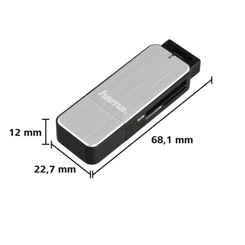 Hama 123900 card reader USB 3.2 Gen 1 (3.1 Gen 1) Black, Silver