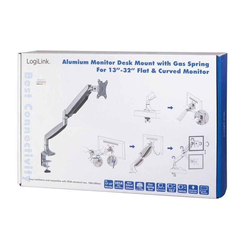 Monitor Mount LogiLink BP0042 81.3 cm (32 inch) Desk Aluminium