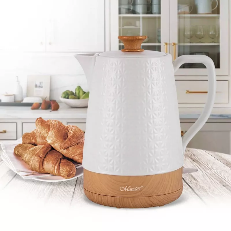 Electric kettle Maestro MR-076 1.8 L 1800 W Ceramic housing, White/Wood
