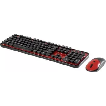 Keyboard and Mouse Set Renkforce RF-DS-RETRO QWERTZ Black Red — wired combo with QWERTZ layout