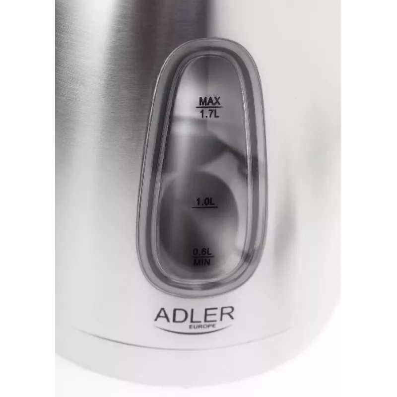 Electric kettle Adler AD1223 — 1.7 L, 2000 W, stainless steel with black accents