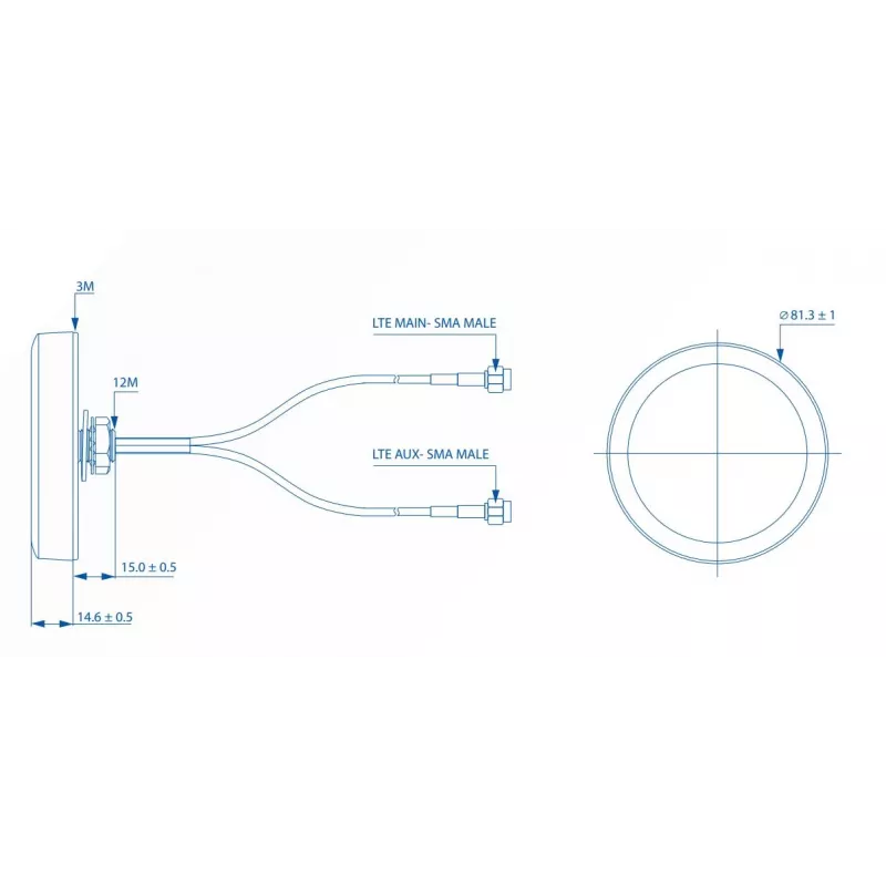 LTE Antenna Teltonika 003R-00252, Roof Mount with SMA Connectors, COMBO MIMO