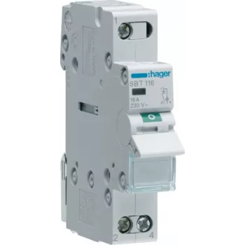 Electrical switch Hager SBT116 1P, 440 V, 50–60 Hz, grey, 17.5 mm