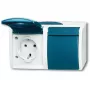 BJ - Ocean - Schuko Socket Outlet Hinged Cover 2-way - AP *Grey/blue-green* (20/2EW-53)