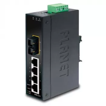 PLANET 4-Port Fast Ethernet Switch PLANET IP30 Slim Type 4-Port, industrieller Ethernet Switch + 1-Port, 100Base-FX(SC) (-10 - 60ø C) (ISW-511)