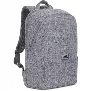 RIVACASE Anvik 15.6 laptop backpack, 15L, gray, waterproof fabric, pockets for 10.5 tablet, smartphone, documents, accessories, bottle
