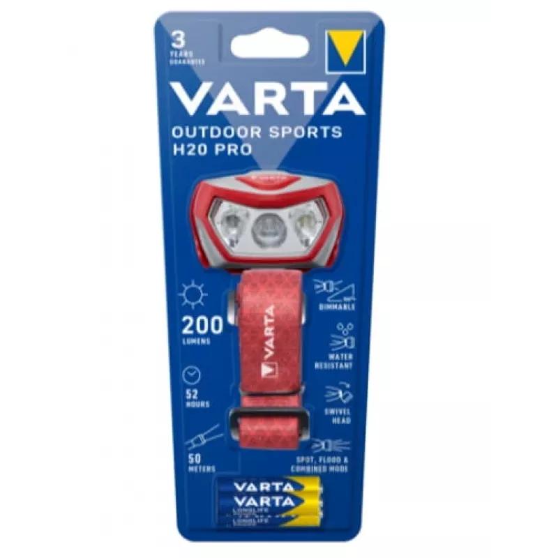 Headband flashlight Varta Outdoor Sports H20 Pro Grey Red