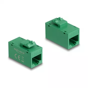 Keystone module DELOCK 90640 — flat RJ-45 insert, green, 16.2×30×20.5 mm