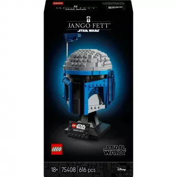 Collectible LEGO Star Wars helmet accessory Jango Fett 75408 — 616 pieces, 210×120×110 mm display model
