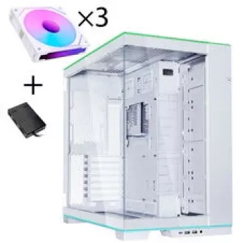 Lian Li O11 Dynamic EVO RGB PC-Enclosure Bundle, Midi-Tower, ARGB, Tempered Glass + 3x UNI FAN SL-INF Reverse Blade Fan - White