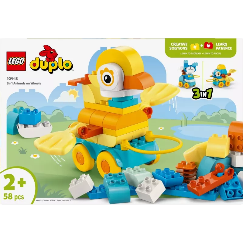 Toy set LEGO DUPLO 3-in-1 Animals on Wheels 10448 — DUPLO build-and-play animals, 58 pieces, age 2+