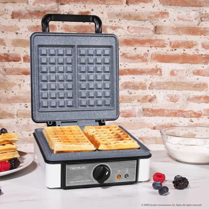 Waffle Maker Cecotec Fun Gofrestone Double 1200 W Grey White
