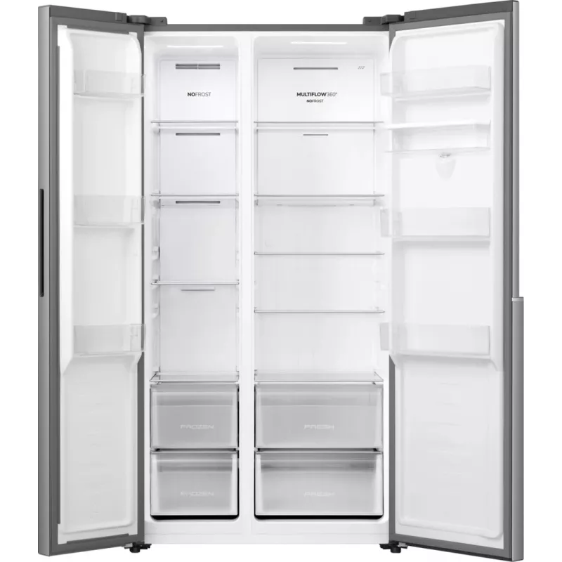 Gorenje HZF55082 NRS917E41XWD G400, Freestanding, American door, Grey, 2 door(s), Touch, LED