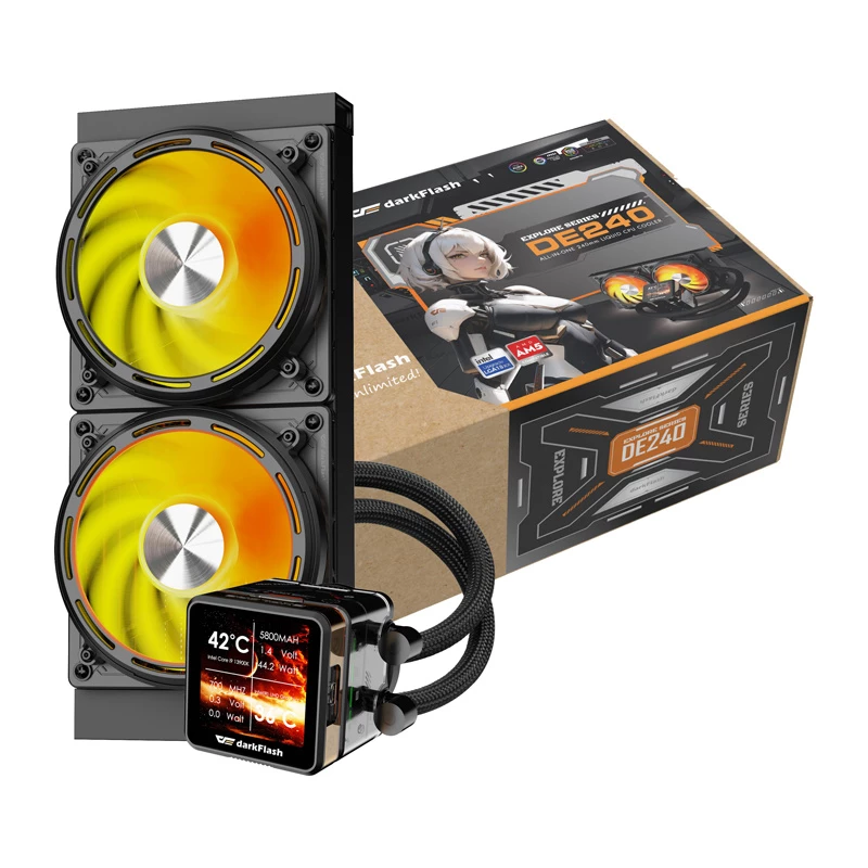 CPU water cooling Darkflash DE240 (black) — 240mm radiator, AIO liquid cooler