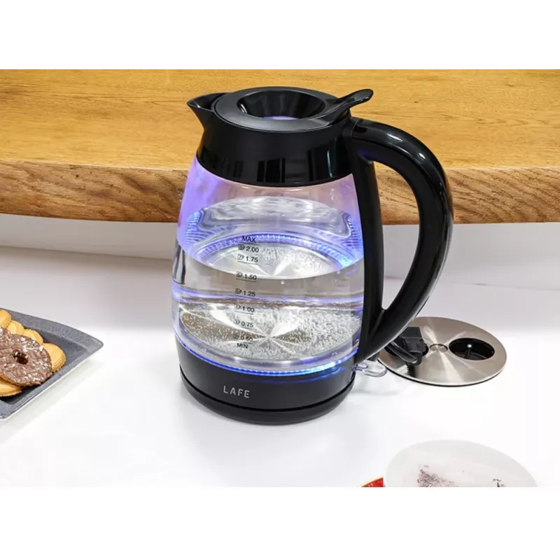 Lafe Essential XL CEG016 glass electric kettle, 2 L, 2200 W, black