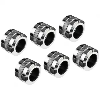 Alphacool Eiszapfen Pro Connector 16mm Hardtube Fitting G1/4, 6-Pack - chrome