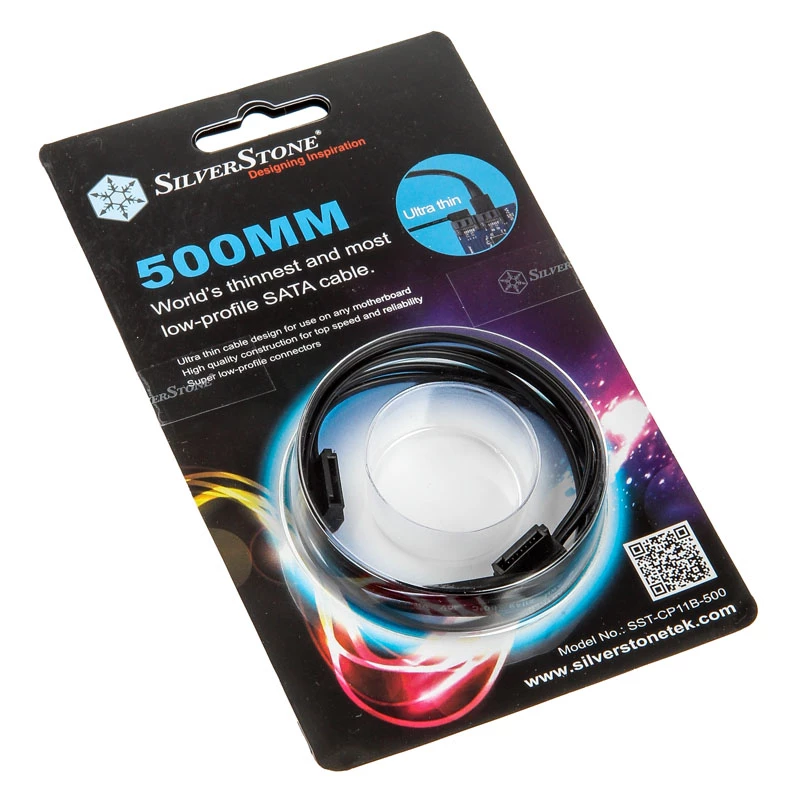 SilverStone SST-CP11B Super Low Profile SATA-Cable - 50 cm, black