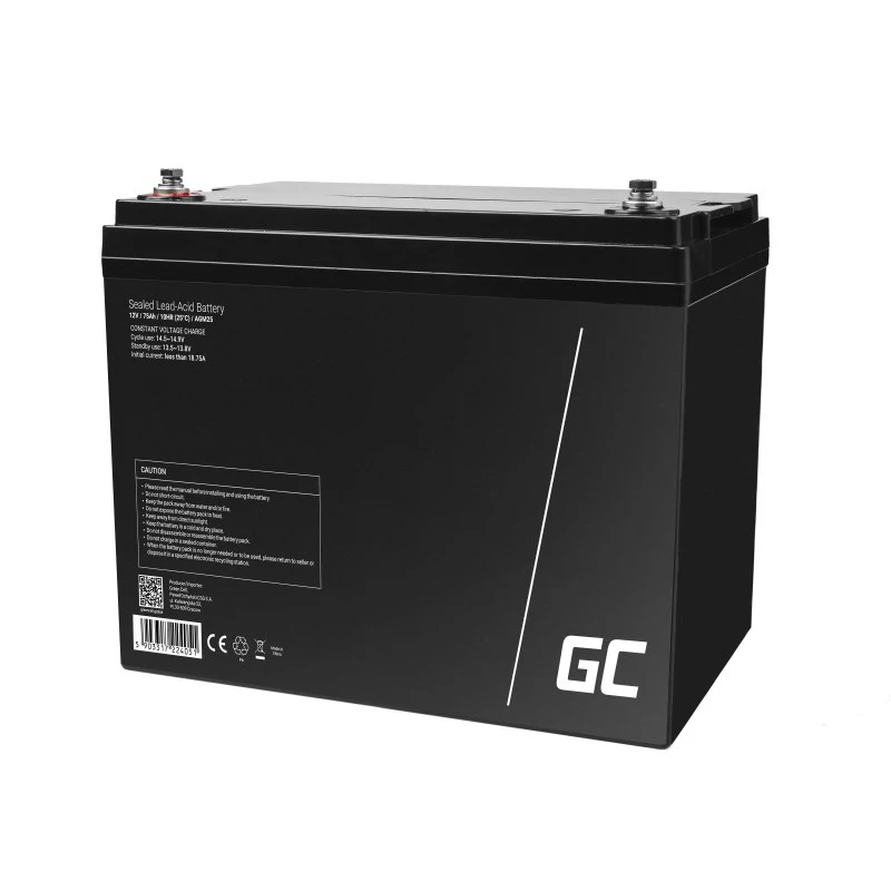 Sealed Lead Acid UPS battery Green Cell AGM25 12 V 75 Ah, VRLA, 75Ah, 12V, 21.3 kg