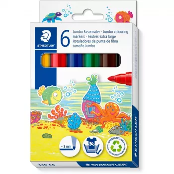 Marker Staedtler Noris Jumbo 6-pack washable non-toxic — broad tip, child-safe markers