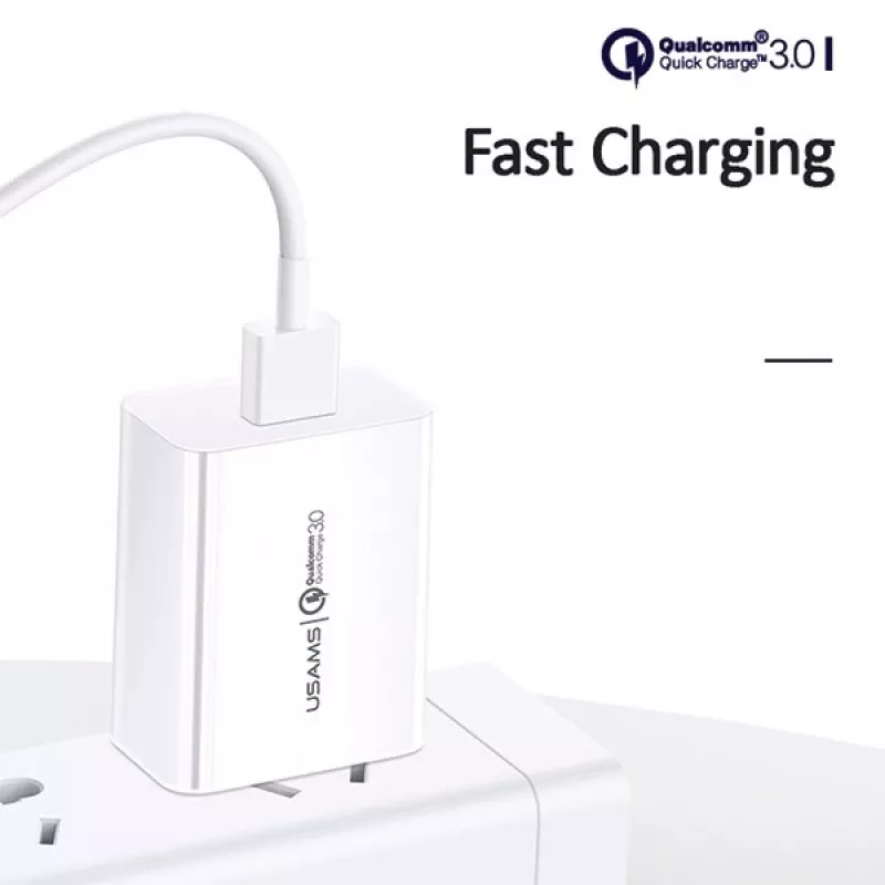 Charger usams T22 18W QC 3.0 with USB-C cable — 18W fast charger, Quick Charge 3.0