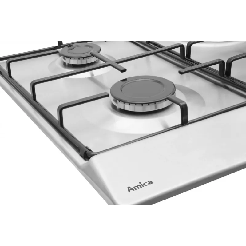 Built-In Hob Amica PGA6100BpR, 4 Gas Burners, Mechanical Control, Stainless Steel