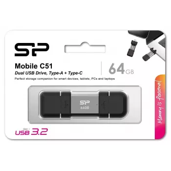 USB flash drive Silicon Power 64 GB USB Type-A USB Type-C SP064GBUC3C51V1S