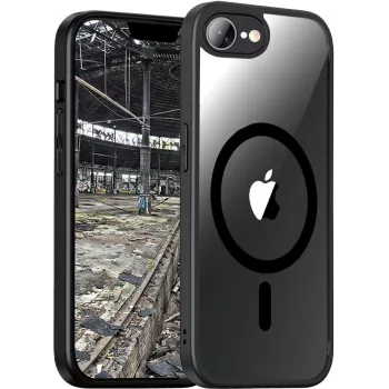 Protective hybrid MagSafe phone case jt berlin Pankow for Apple iPhone 16e — black transparent