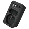 Power splitter MACLEAN MCE249 F/B — 2 AC sockets (16A + 6A) with 2×USB-A and 2×USB-C PD 20W, EU plug, black