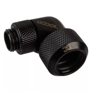 Alphacool Eiszapfen 16mm HardTube Screw-In Fitting 90° Rotatable G1/4 - Angled Compression Fitting for Liquid Cooling System - Deep Black