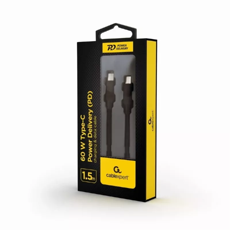 Cable USB C male - USB C male Power Delivery 60W charging and data 1.5m