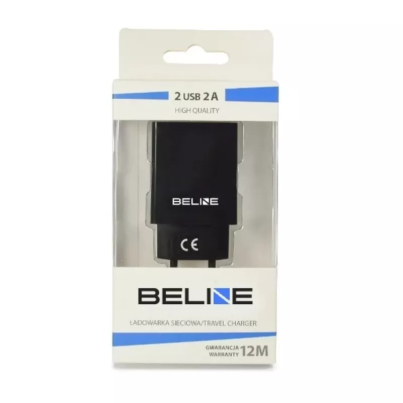 Travel charger Beline Beli0012 — 2x USB ports, 2A output, black