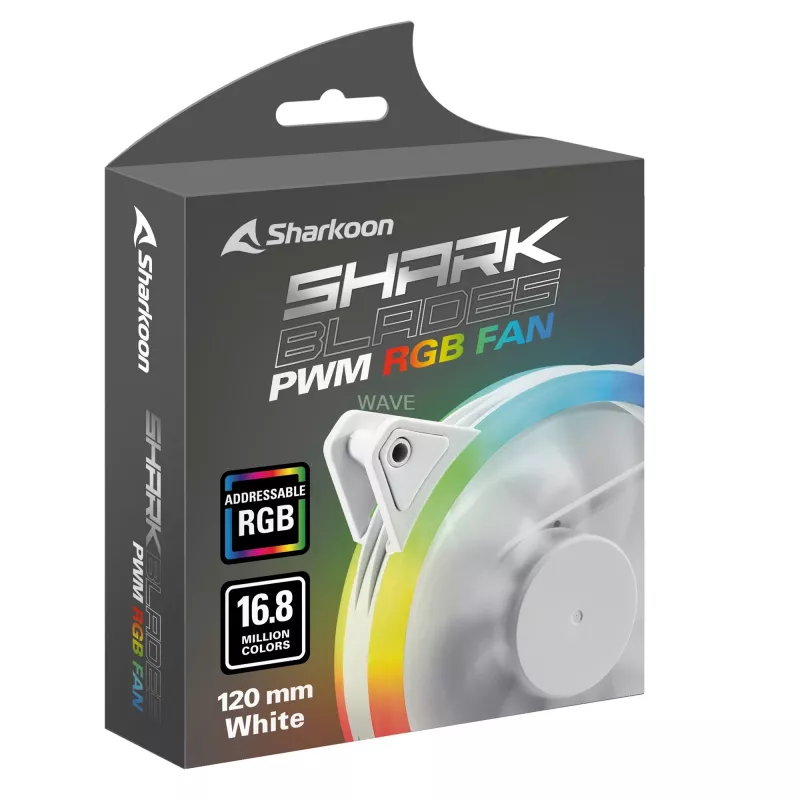 SHARKOON Shark Blades 120mm ARGB PWM Case Fan - White