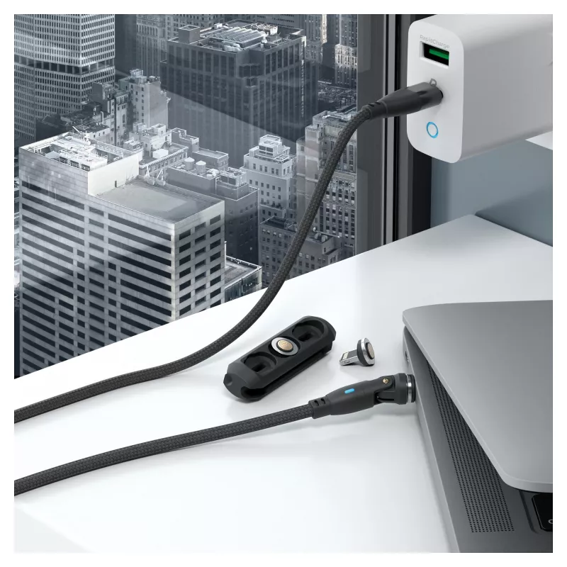 USB Cable RealPower MagneticCharge 100 1m USB C Black