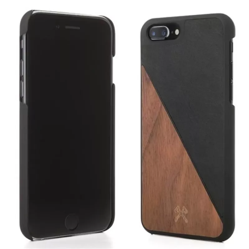 Protective wooden and leather case Woodcessories EcoSplit for iPhone 7 Plus / 8 Plus — Walnut Black