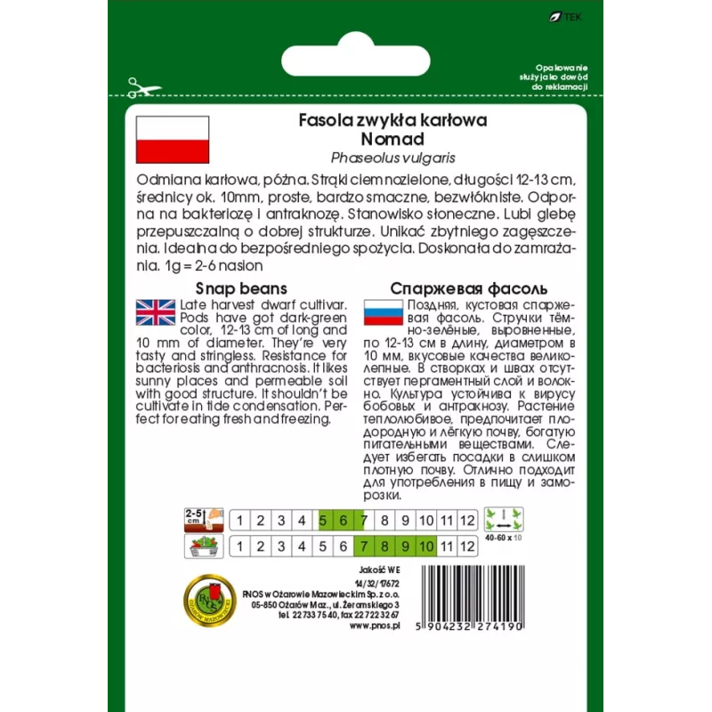 Nomad Green Dwarf Bean Seeds, 50g - Vegetable Seeds