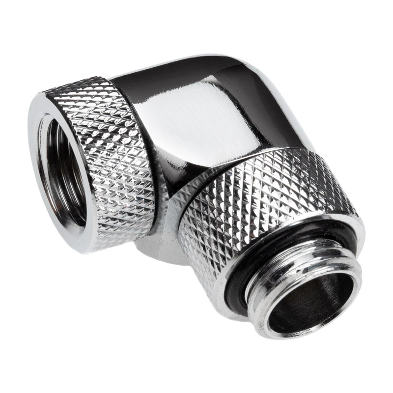 Alphacool Eiszapfen Connector Series - Gewinkelter mounting adapter for Liquid Cooling System - Silver-Nickel