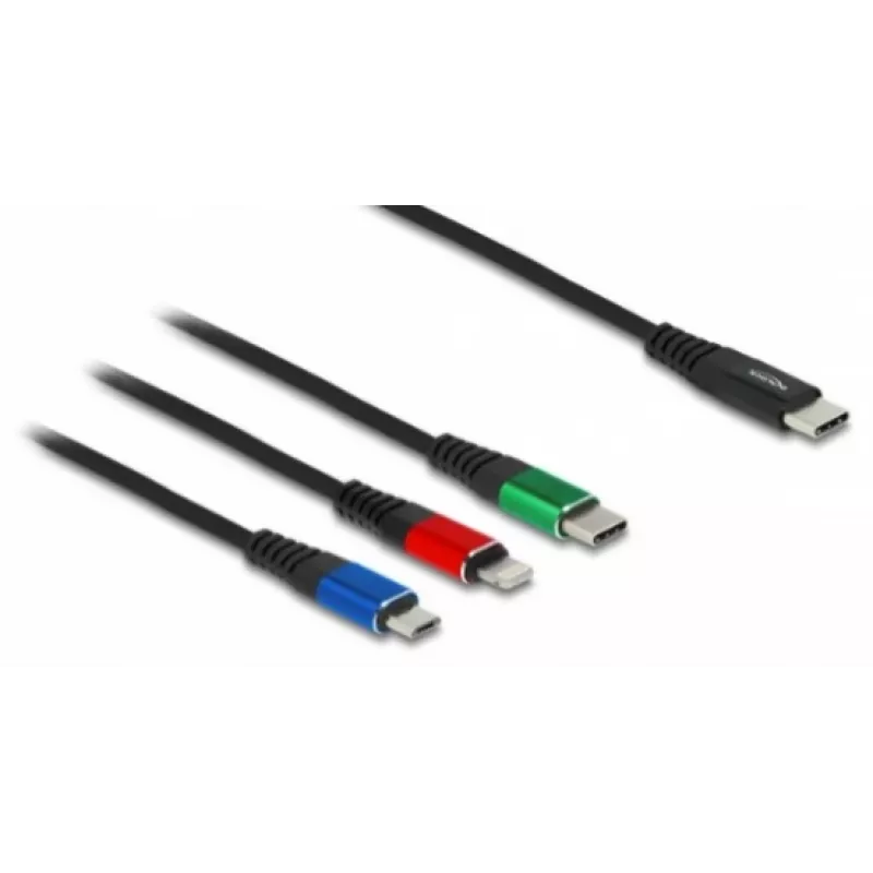 DeLOCK USB Charging Cable 3 in 1 USB Type-C to Lightning Micro USB 1 m