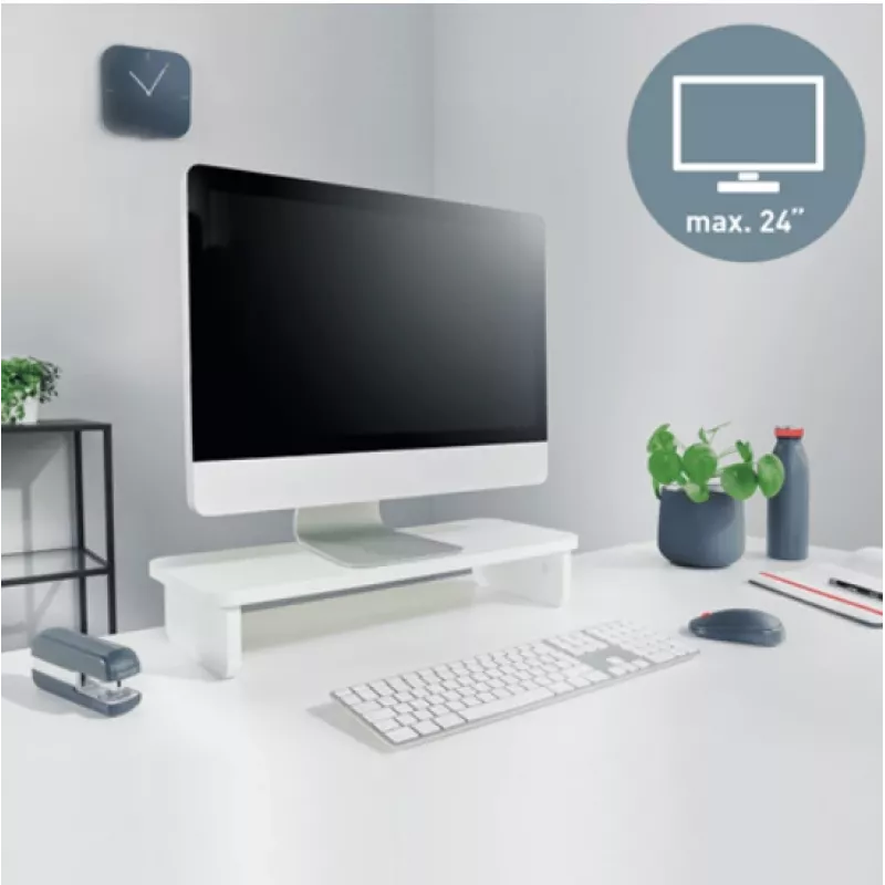 Monitor mount LEITZ Freestanding 64340001 — desk stand for 61 cm (24 inch) screens, 20 kg capacity, height adjustable, white
